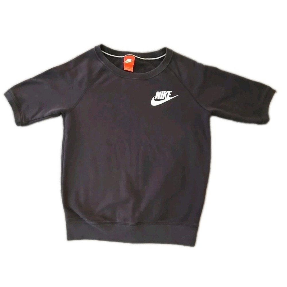 Nike Crew Sweatshirt Women's Size Small S Short Sleeve Black Pullover Sportswear
